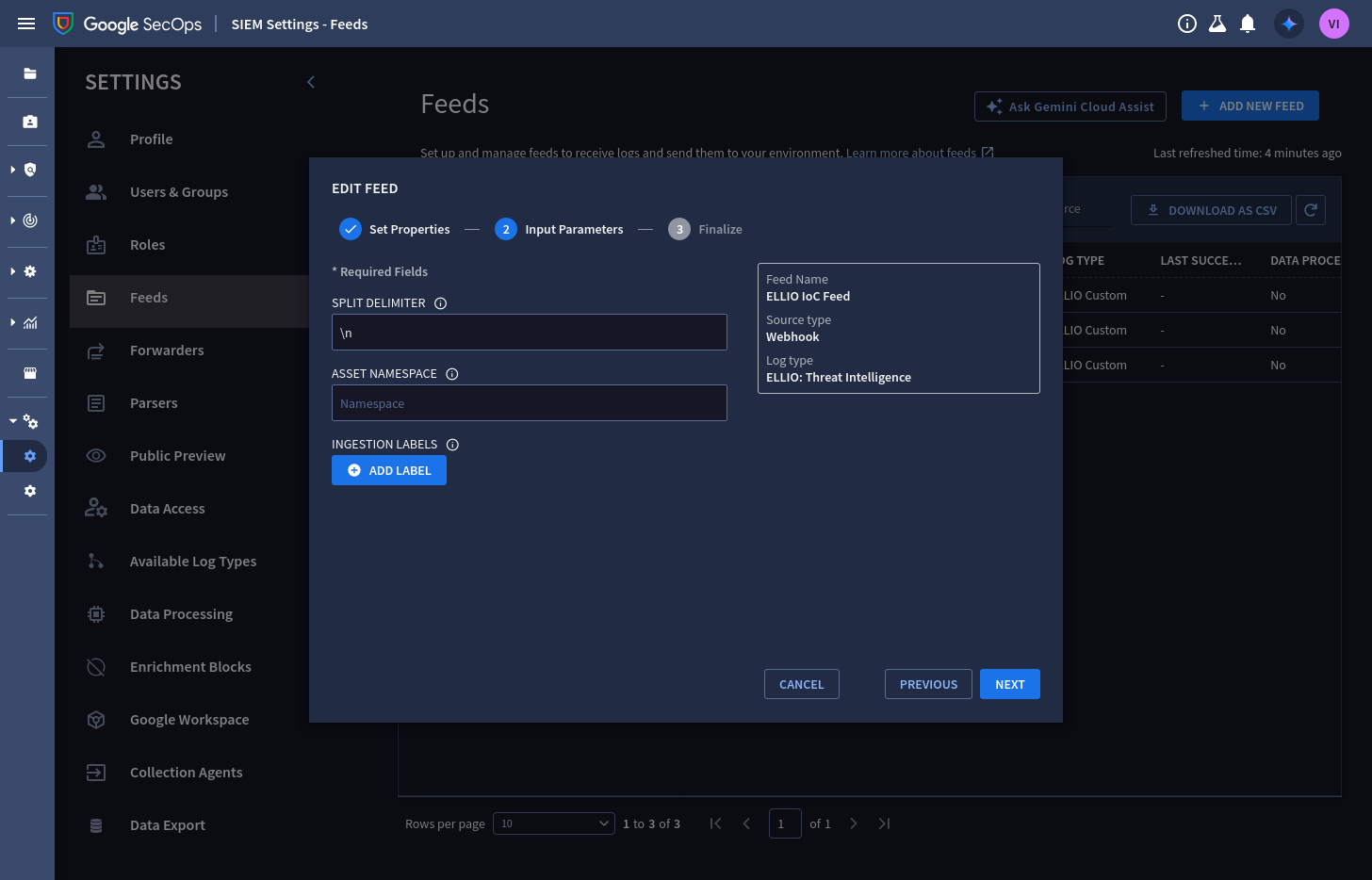 Input parameters with the split delimiter set to newline